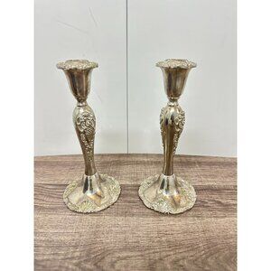 vintage Godinger Ornate Silver-Plated Candle Holders Pair